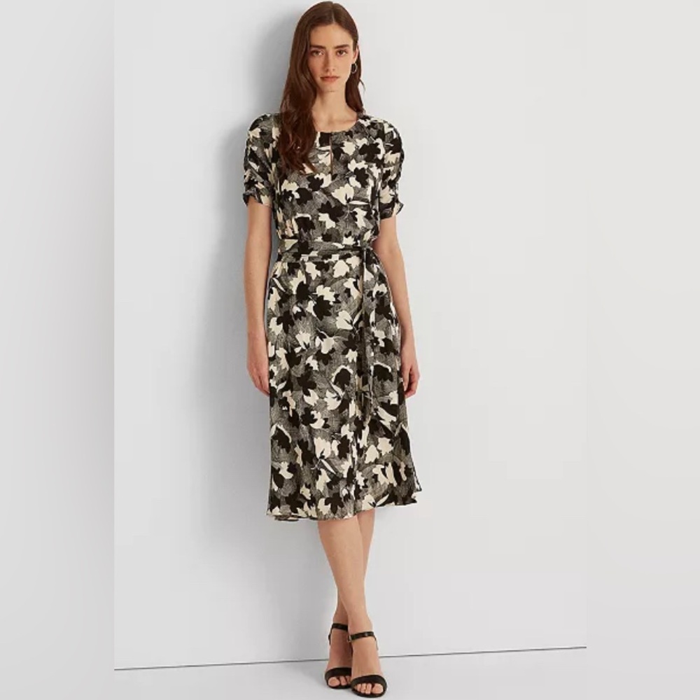 Lauren Ralph Lauren Printed Bubble Crepe Dress Size 14
